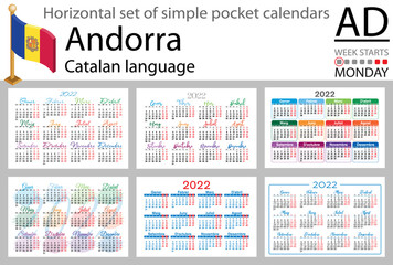 Catalan horizontal pocket calendar for 2022 - obrazy, fototapety, plakaty