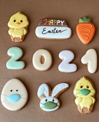 Pandemic Easter banner. happy Easter 2021. Quarantine holiday celebration