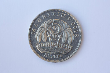 5 rupee coin of Mauritius.