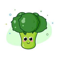 cute broccoli character mascot clip art in flat design icon vector illustration eps10 
