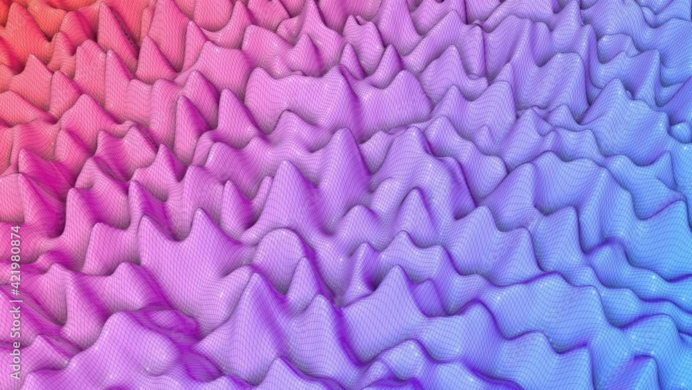Poster looped animated low poly background. deforming surface. 3d render