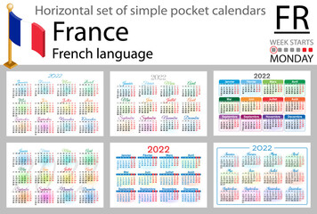 French horizontal pocket calendar for 2022