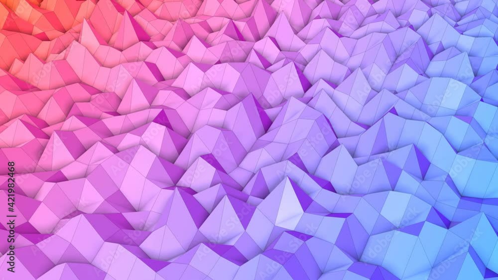 Poster looped animated low poly background. deforming surface. 3d render