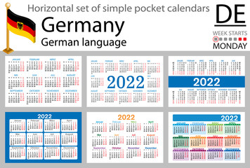 German horizontal pocket calendar for 2022