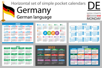 German horizontal pocket calendar for 2022