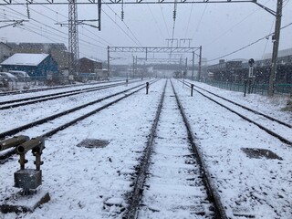 railway in the snow