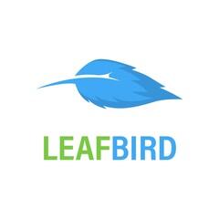simple logo combination of hummingbird with leaves. bird