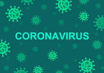 Coronavirus cell green background, Covid-19 outbreak, Pandemic medical health risk, Virology epidemiology concept, Template background design, Vector illustration