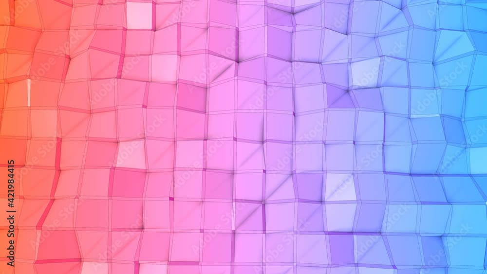 Poster looped animated low poly background. deforming surface. 3d render