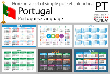 Portuguese horizontal pocket calendar for 2022