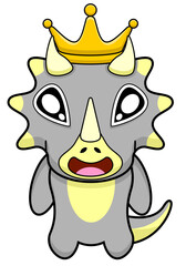 Triceratops king mascot cartoon character illustration