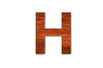 Fototapeta premium Modern wooden alphabet letter H isolated on white background with clipping path for design