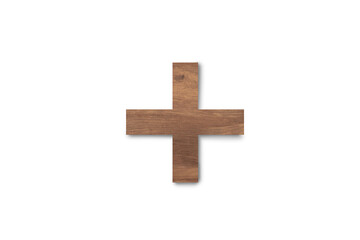 Single wooden texture plus isolated on white background. Clipping path for design