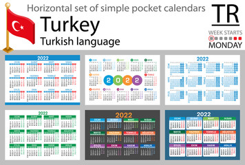 Turkish horizontal pocket calendar for 2022