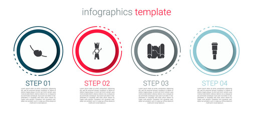 Set Pirate eye patch, Decree, parchment, scroll, treasure map and Spyglass telescope lens. Business infographic template. Vector
