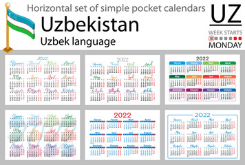 Uzbek horizontal pocket calendar for 2022