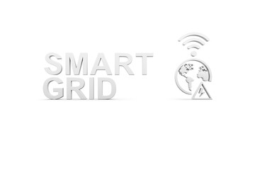 SMART GRID concept white background 3d render illustration
