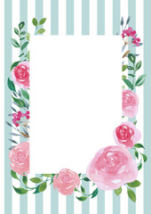 ピンクのバラの飾り枠