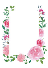 ピンクのバラの飾り枠