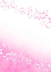 ピンク色の音符フレームがある背景イラスト no.04