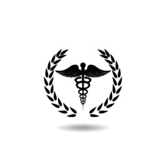 Caduceus symbol icon with shadow