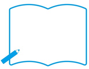 文房具フレーム01_06（本・ノートと鉛筆・ペンのフレーム）