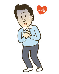 苦しそうに胸を押さえる中年男性のイラスト