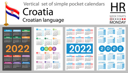Croatian vertical pocket calendar for 2022