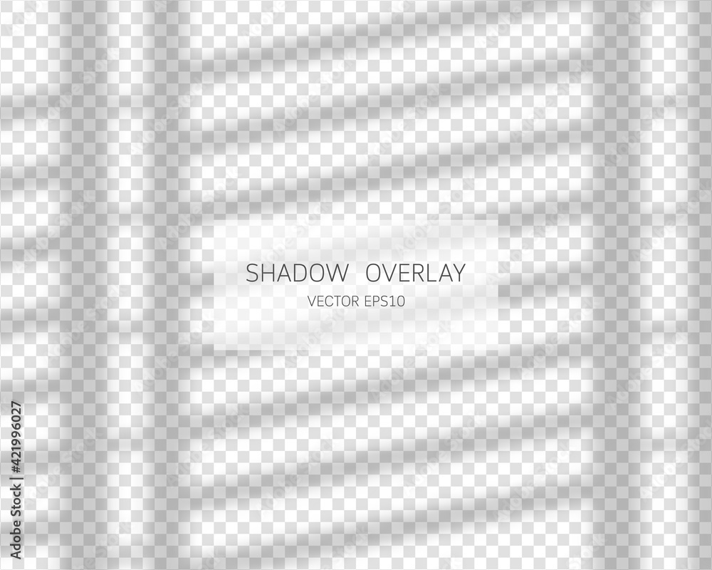 Poster shadow overlay effect. natural shadows from window isolated on transparent background. vector illust