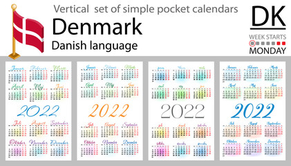 Fototapeta na wymiar Denmark vertical pocket calendar for 2022
