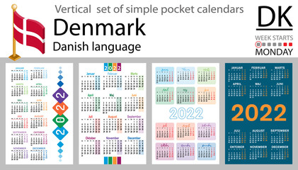 Denmark vertical pocket calendar for 2022