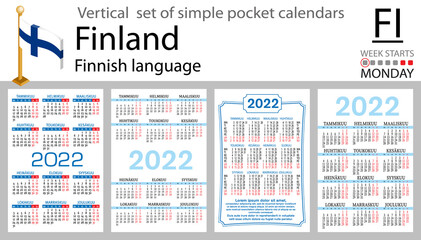 Finnish vertical pocket calendar for 2022