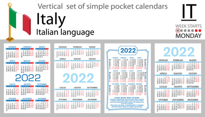 Italian vertical pocket calendar for 2022