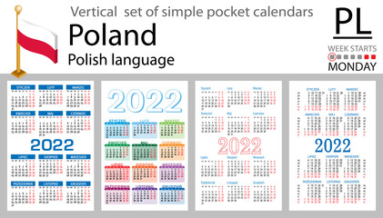 Polish vertical pocket calendar for 2022