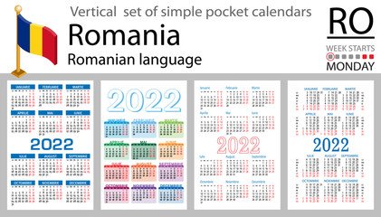 Romanian vertical pocket calendar for 2022