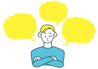 不安そうな表情のお父さん   吹き出し  