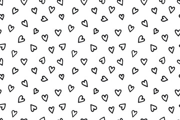 shape of black heart pattern background in hand drawn
