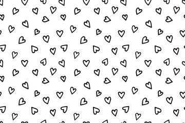 shape of black heart pattern background in hand drawn