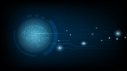 circle digital hi-tech, Human Brain. technology design. concept innovation.