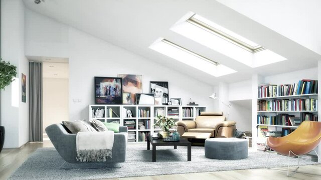 Attic Apartment Conception - loopable 3D Visualization