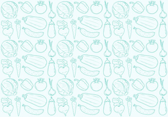 Vegetables background, packaging and wrapping, outline drawing.