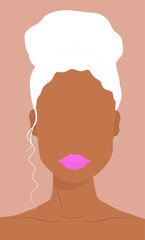 Portrait of a young girl in a modern style. Flat illustration of a white-haired beauty on a light background. Modern picture for postcards, posters. backgrounds, avatars, templates, textiles.