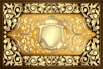 Golden ornate decorative vintage design card