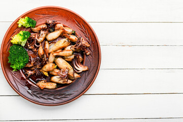 Grilled squids in plate