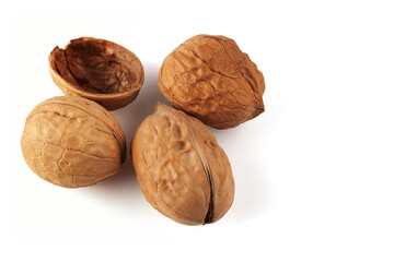 Walnuts on a light background