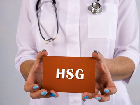 Healthcare concept about HSG Hysterosalpingography with sign on the sheet.