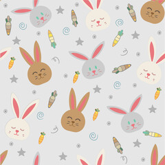 Easter seamless pattern design with bunnies
