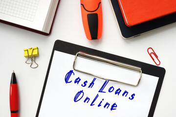 Financial concept about Cash Loans Online with sign on the page.