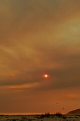 partial solar eclipse over the beach