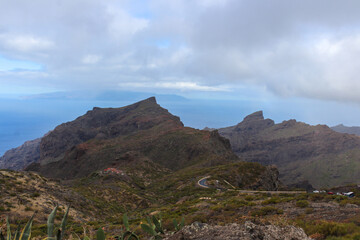 Mountainous landscape in Tenerife with green trees and unrivaled views on Islands Canaries